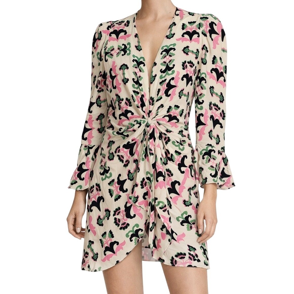 Adriana Degreas Silk Wrap Cover Up Dress Printed Resort Beach Luxe S